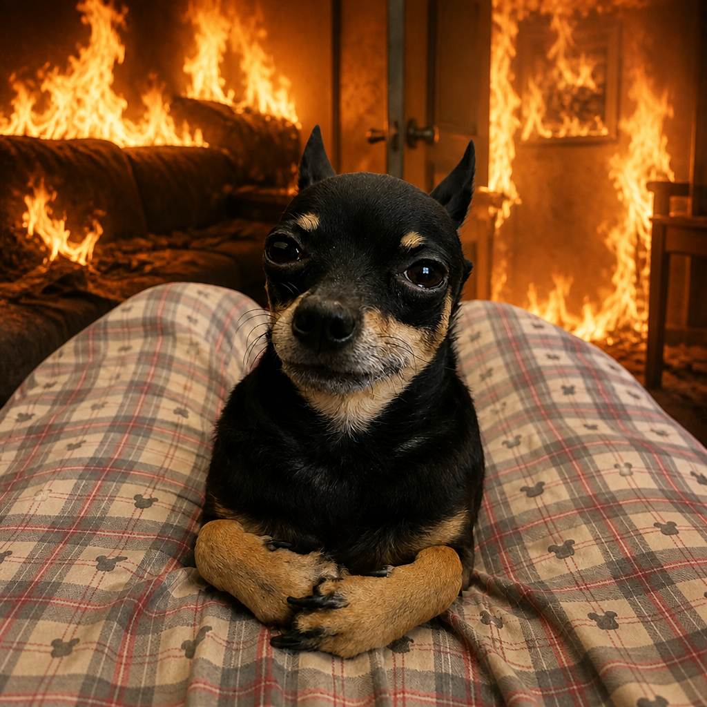 Mr. Nonchalant in a fire